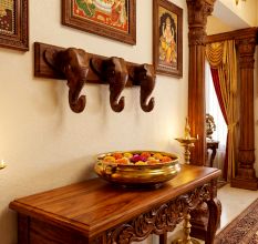 Handcrafted Sheesham Wood Elephant Wall Hook Rack